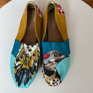 Toms Multicolor Bird Design Flats